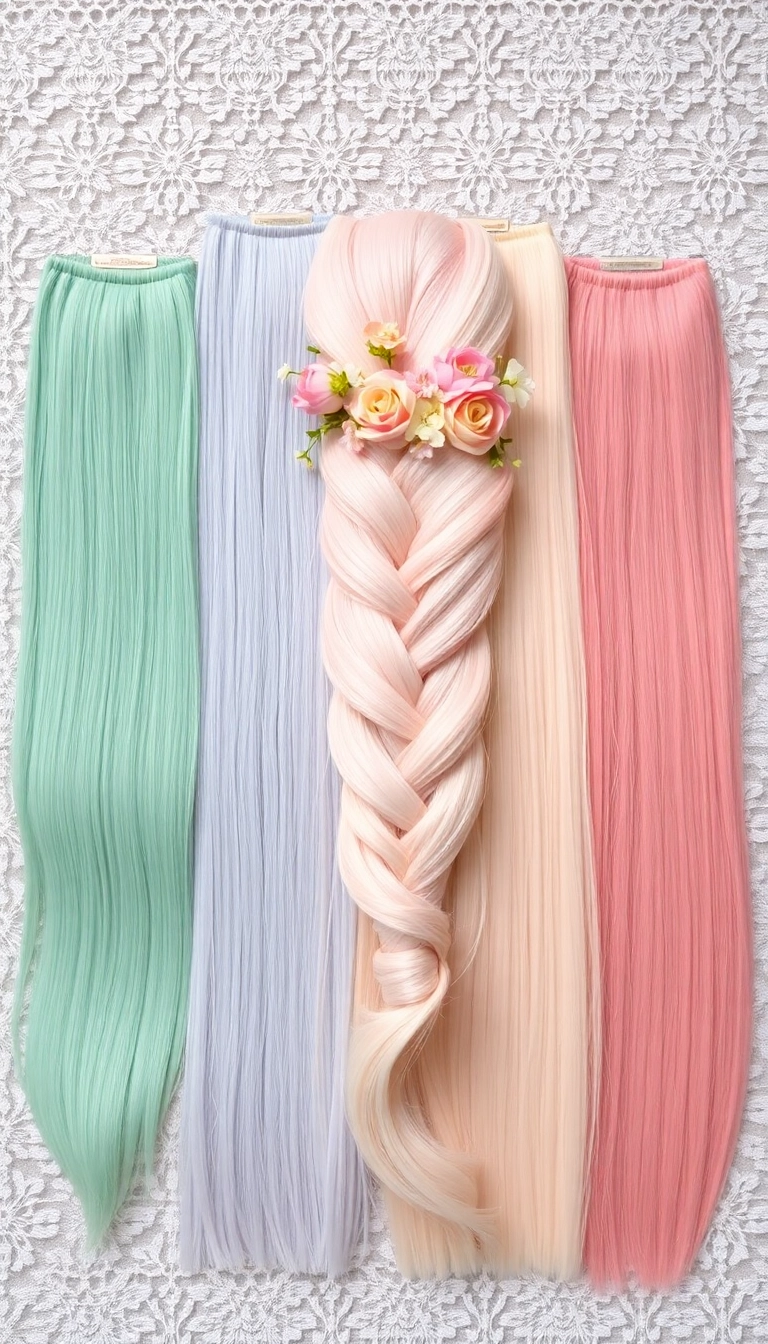 15 Fashionable Clip In Colored Extensions for a Quick Style Upgrade (Check Out #3!) - 2. Pastel Rainbow Mix