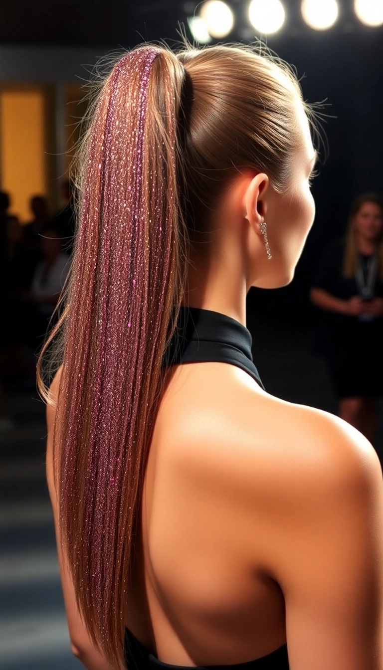 10 Stunning Ponytail Hair Extensions That Will Transform Your Look in Seconds! - 10. Sparkling Glitter Ponytail