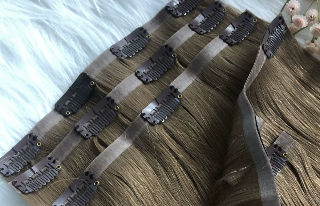 Straight human hair extensions seamless clip ins
