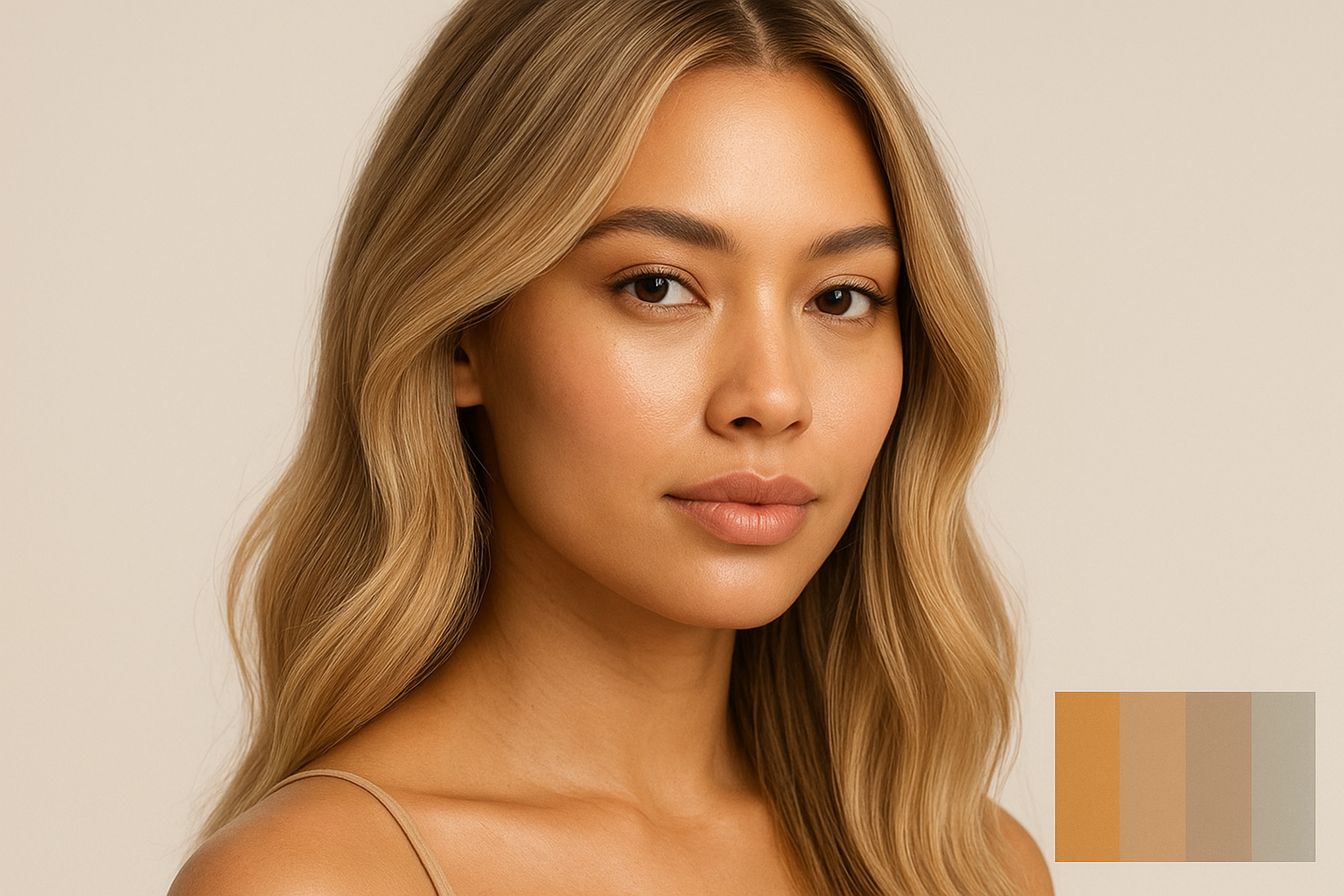Cover image showing blonde hair shades and a woman with beige blonde hair