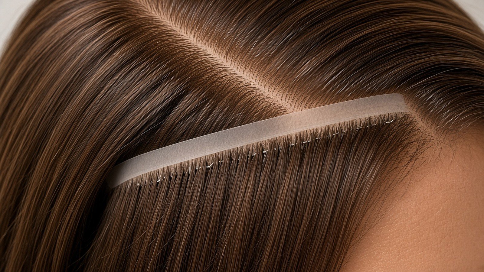 Ladyidiy Seamless flat PU weft lying close to the scalp for a natural blend