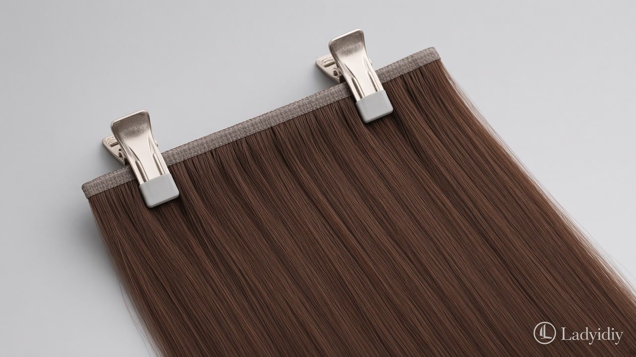 Close-up of Ladyidiy Seamless flat PU weft with metal clips and silicone sleeves