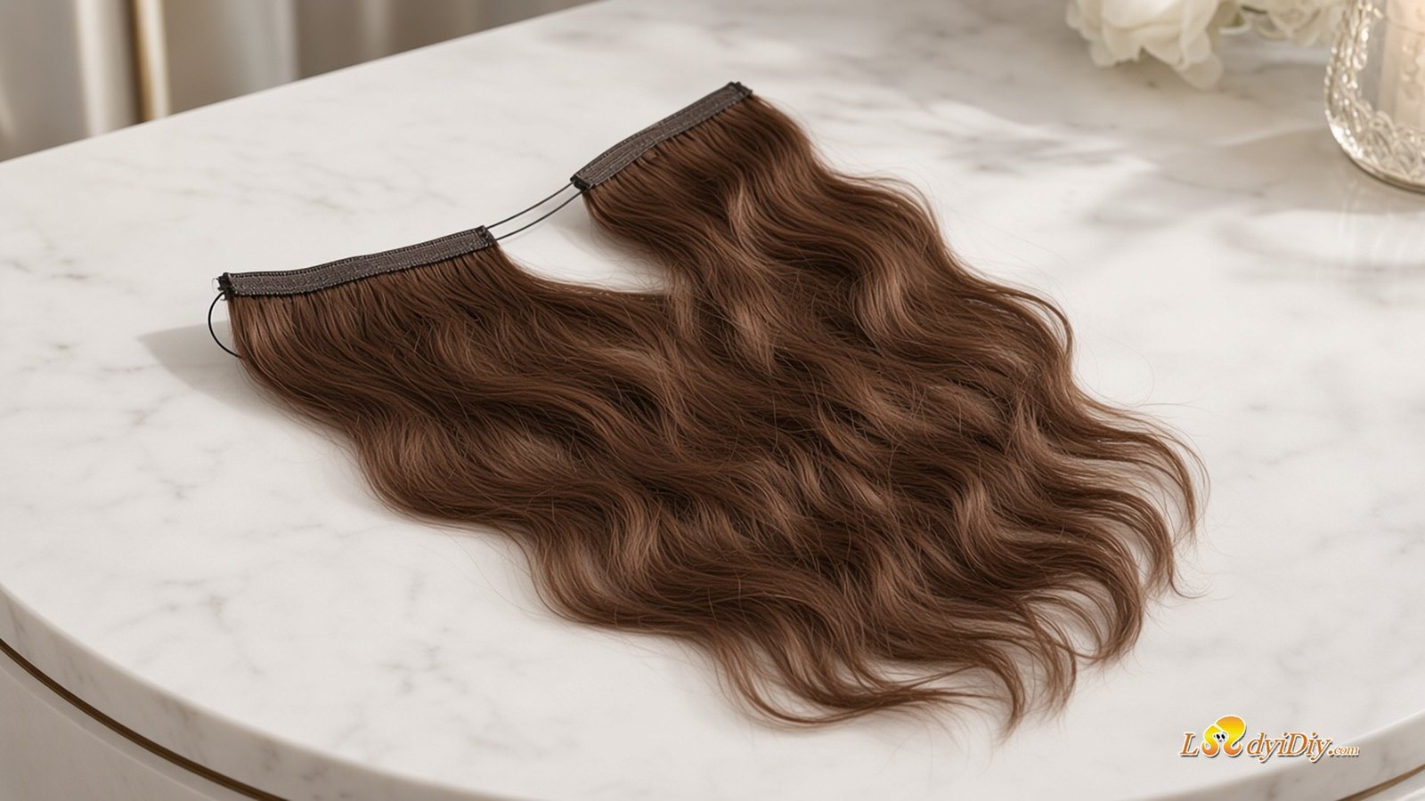 Ladyidiy Halo Secret Wire + one-piece Remy weft product still — not multi-weft clip-ins